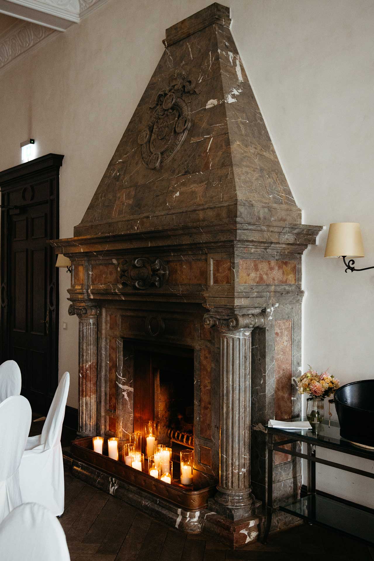 Elegante Hochzeitsdekoration im Schloss Liebenberg